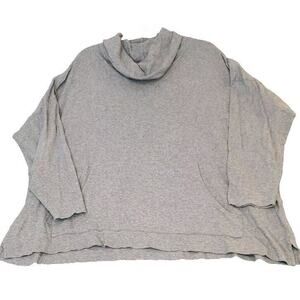 Eskandar Heathered Gray Pima Jersey Monk Cowl Tunic Pocket Sz 1 (10/12 oversize)